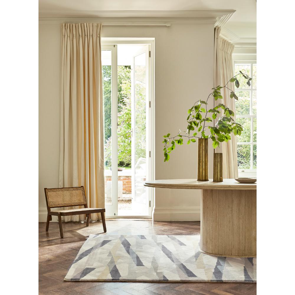 abstract wool grey rug with large entry table - MyHouse