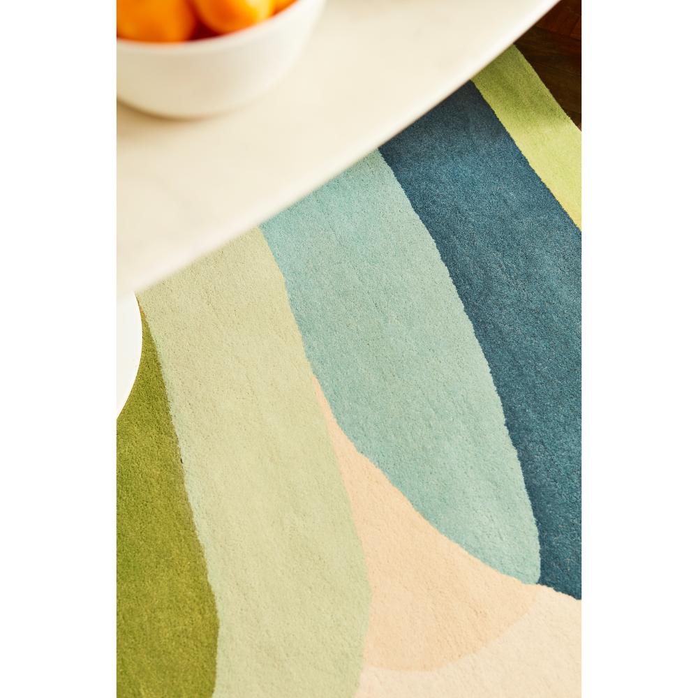 abstract circle green and blue Wool Rug - MyHouse
