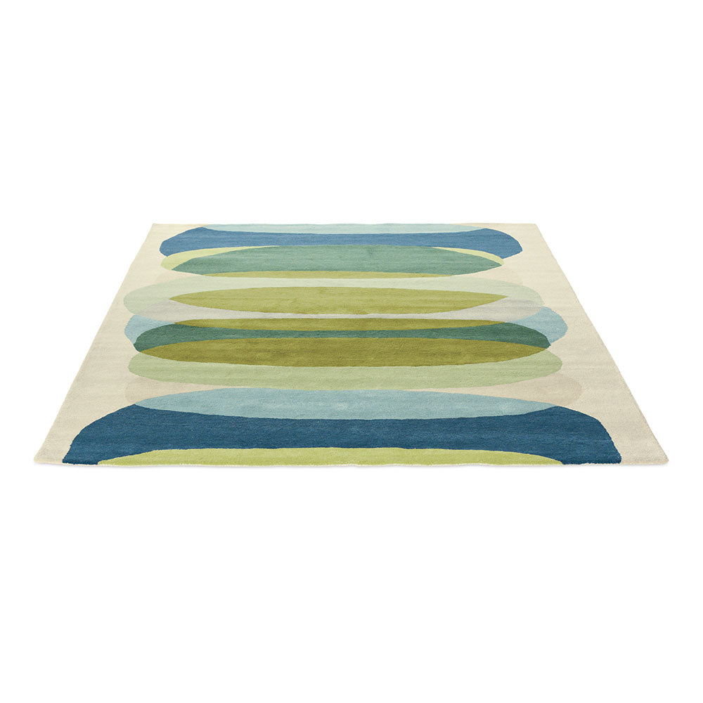 abstract green and blue Wool Rug angled image - MyHouse