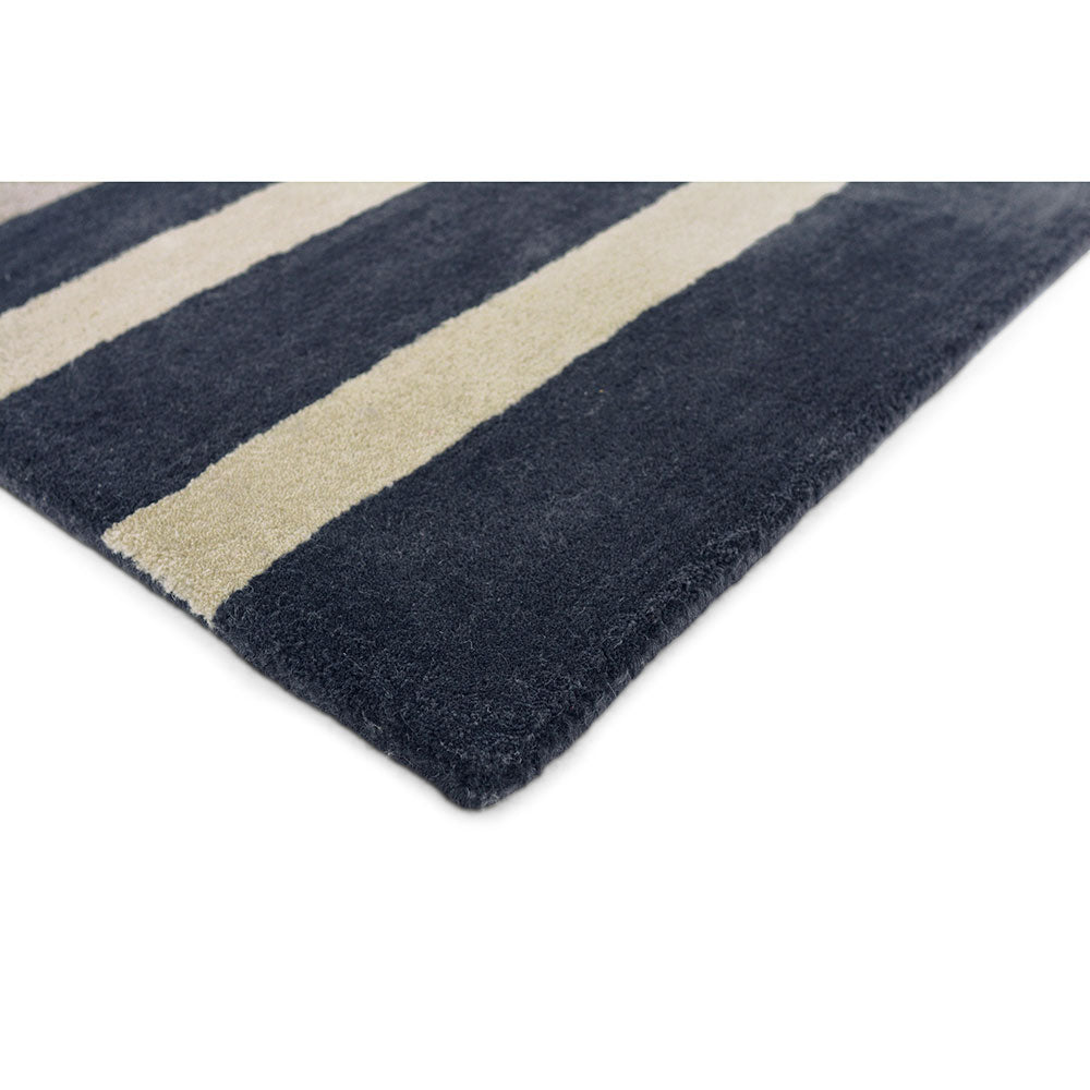 Blue Multicolour Stripe Wool Rug detail image - MyHouse