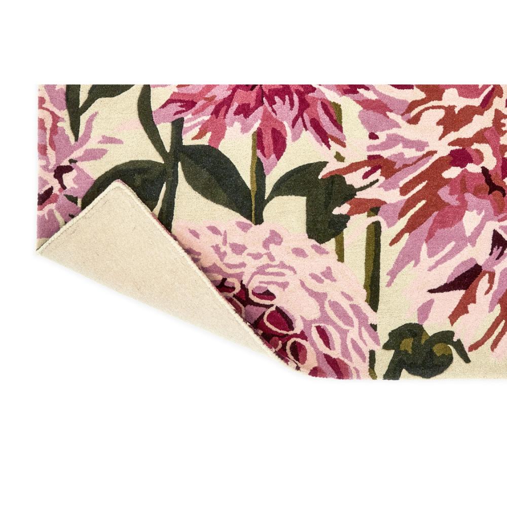 designer large pink dahlia flower wool rug detail shot - MyHouse