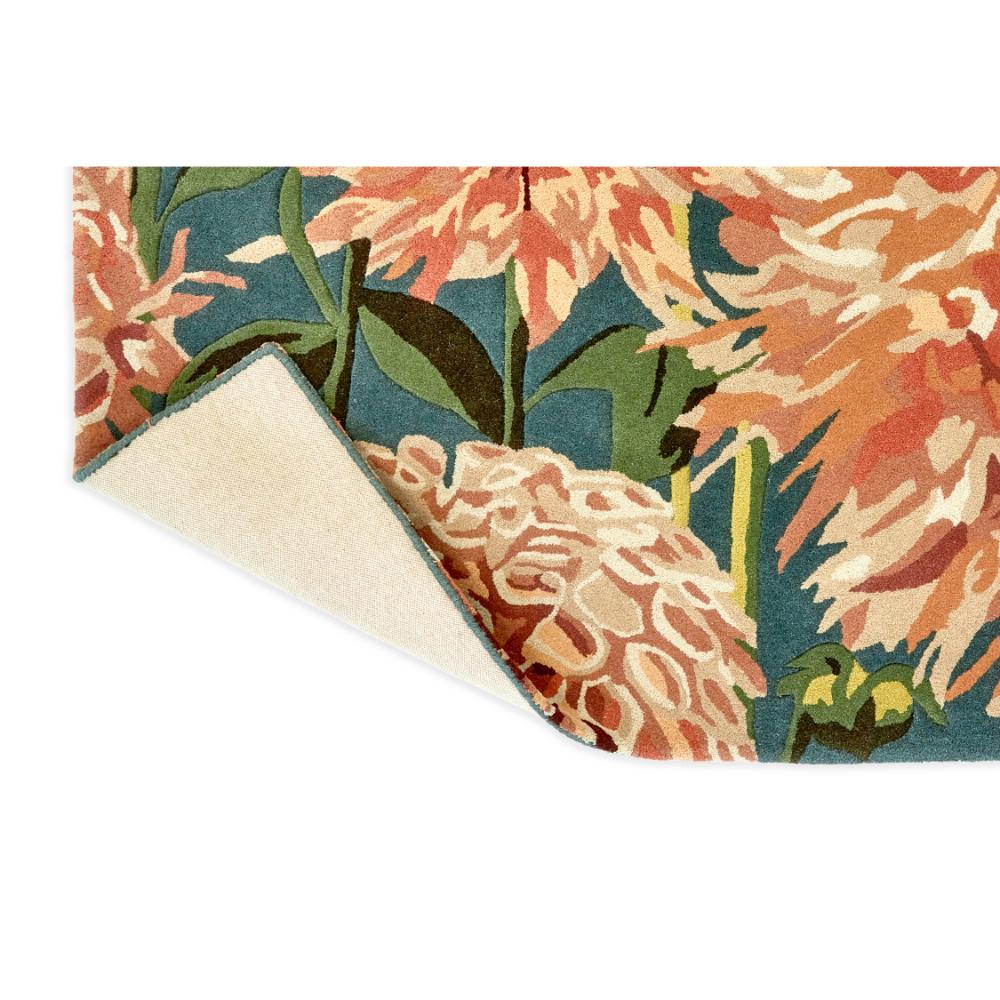 designer large orange dahlia flower wool rug detail shot - MyHouse