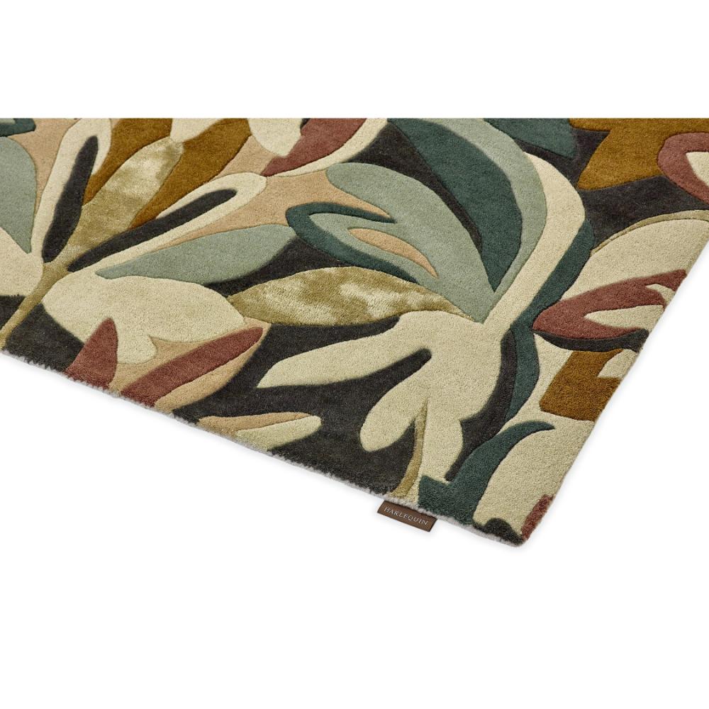 Green and burgundy Floral Wool Rug detailed image - MyHouse