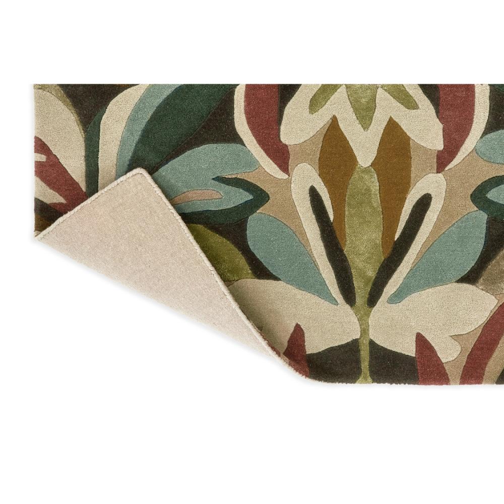 Green and burgundy Floral Wool Rug detailed image - MyHouse
