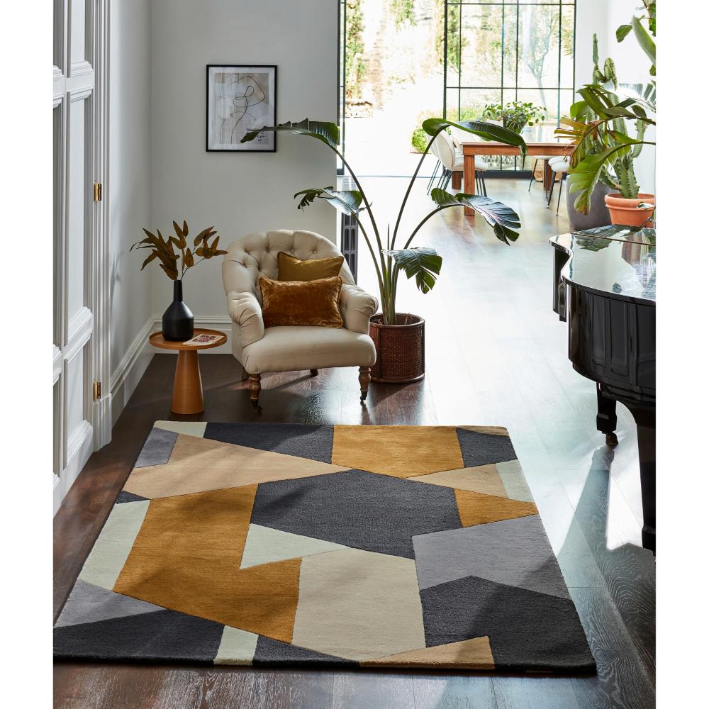 abstract Wool Rug with long view of a house to outside - MyHouse
