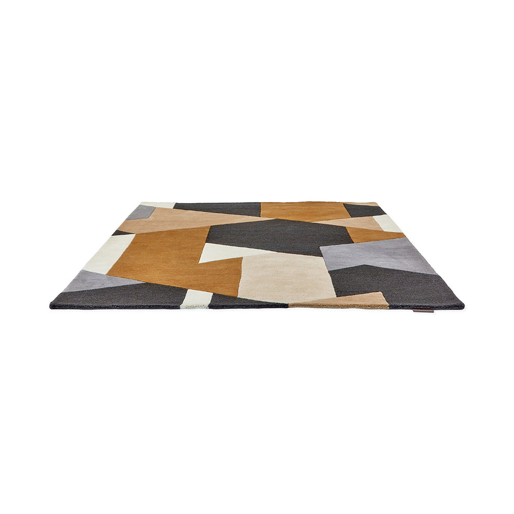 Brown, grey, cream, abstract Wool Rug angled image - MyHouse