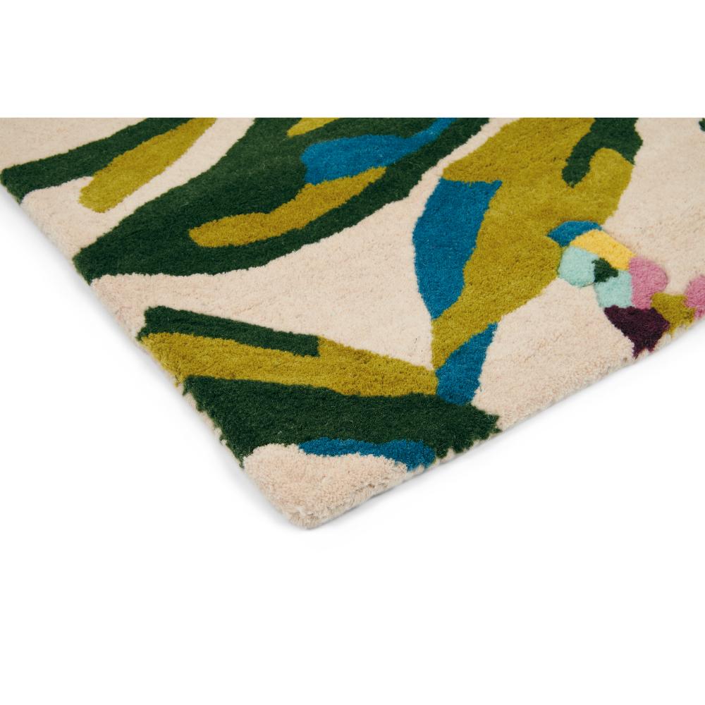 vibrant pink and purple flower wool rug detail image - House