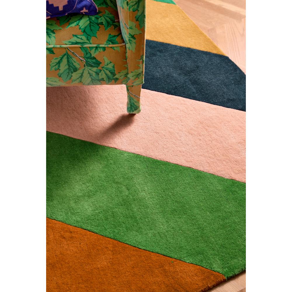 Harlequin X Sophie Robinson Sherbet Stripe Rug Emerald/Amber