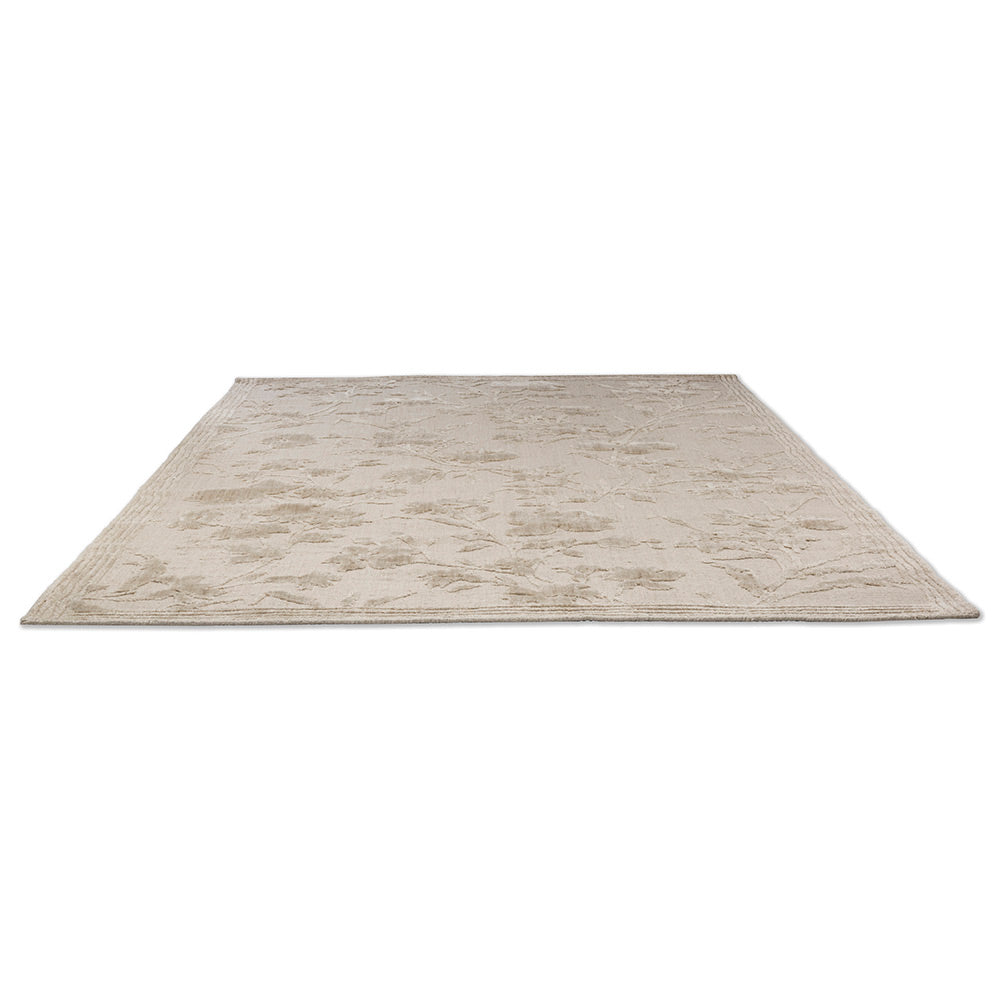 natural beige flower embossed rug - MyHouse