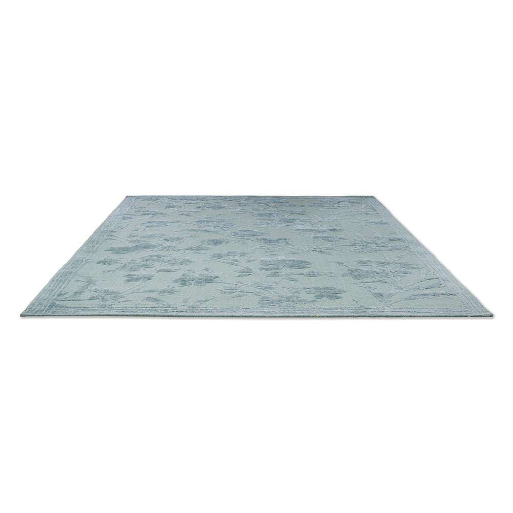 sage green flower embossed rug - MyHouse
