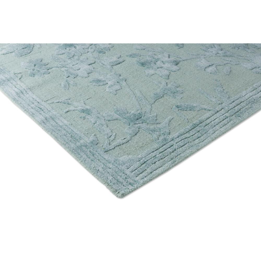 sage green flower embossed rug detail image - MyHouse