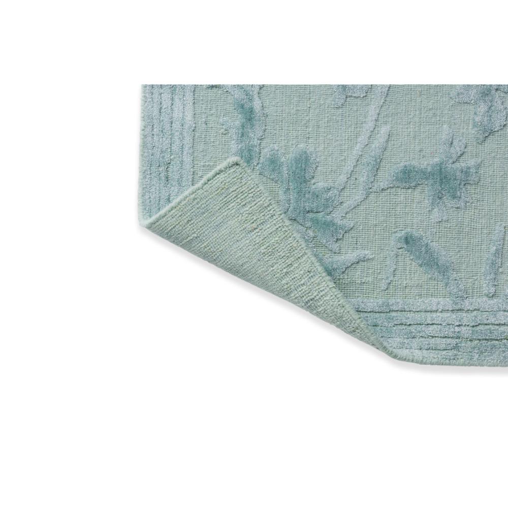 sage green flower embossed rug - MyHouse