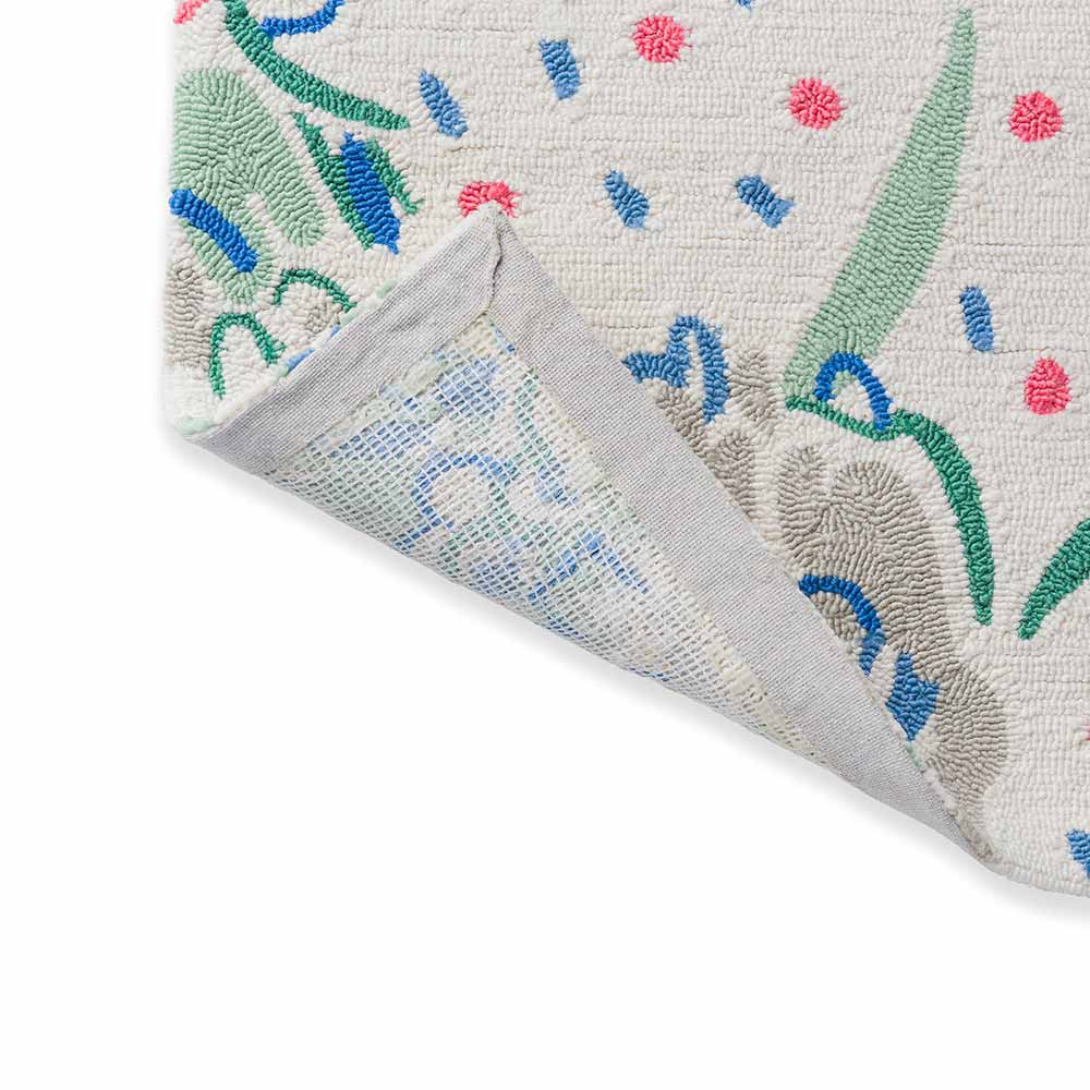 cream floral indoor/outdoor rug detailed image - MyHouse
