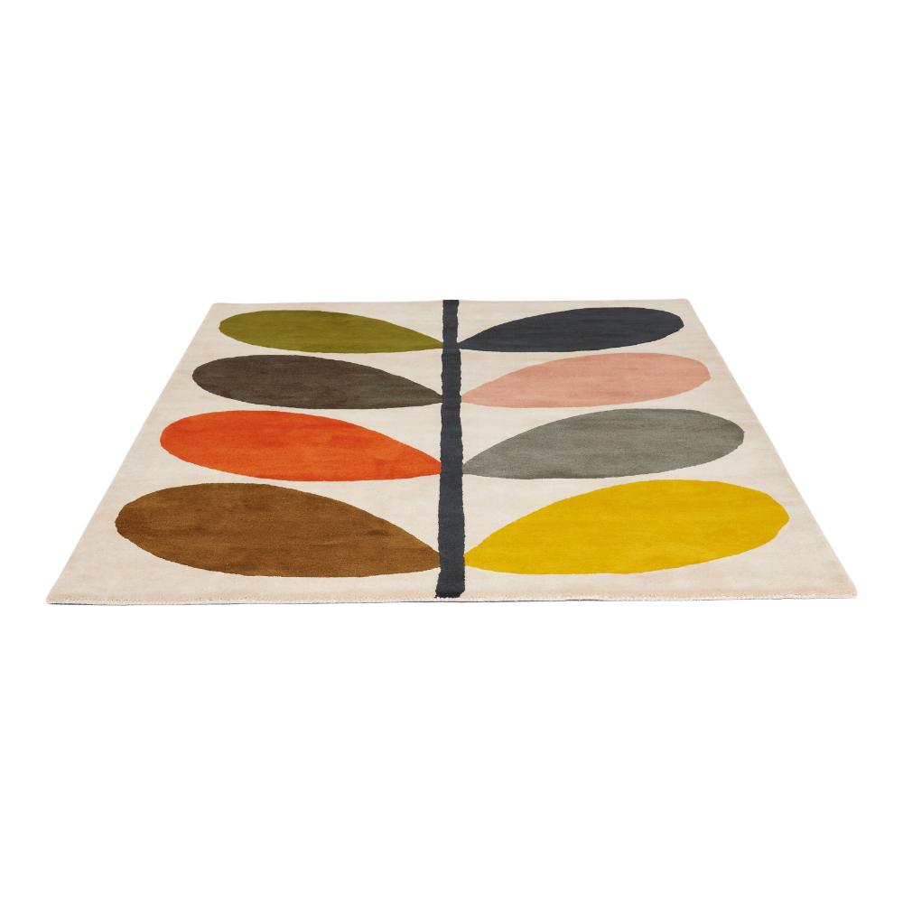 multi coloured long stem flower wool rug angled image - MyHouse
