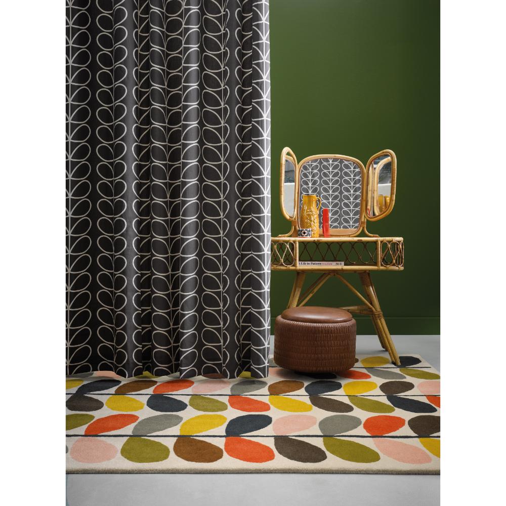 multi flower stem wool rug in powder with coordinating curtain - MyHouse
