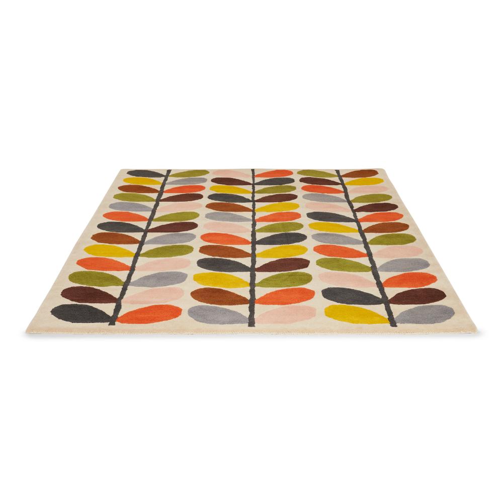 multi-coloured flower wool rug angled image - MyHouse
