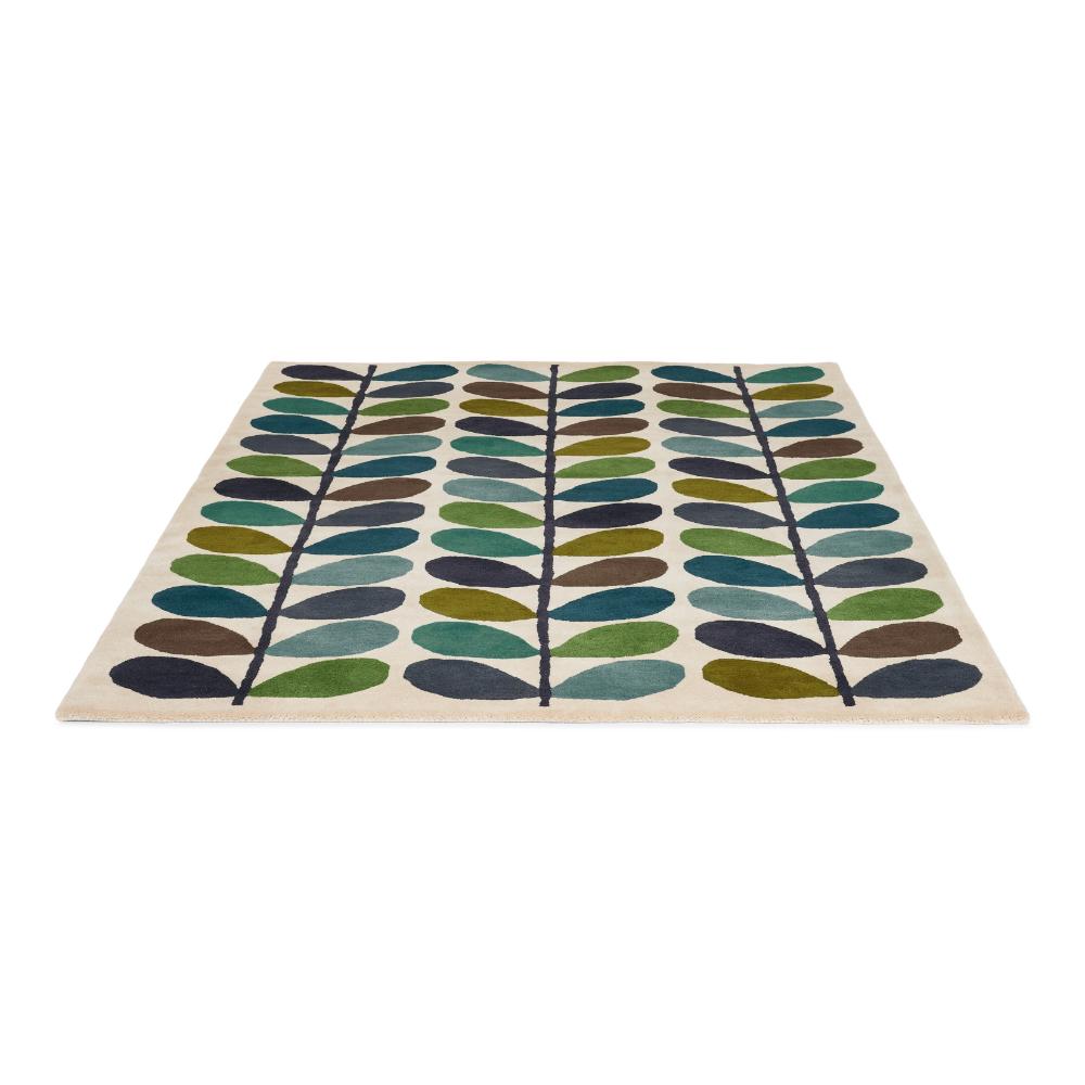 blue and green flower stem rug angled image - MyHouse