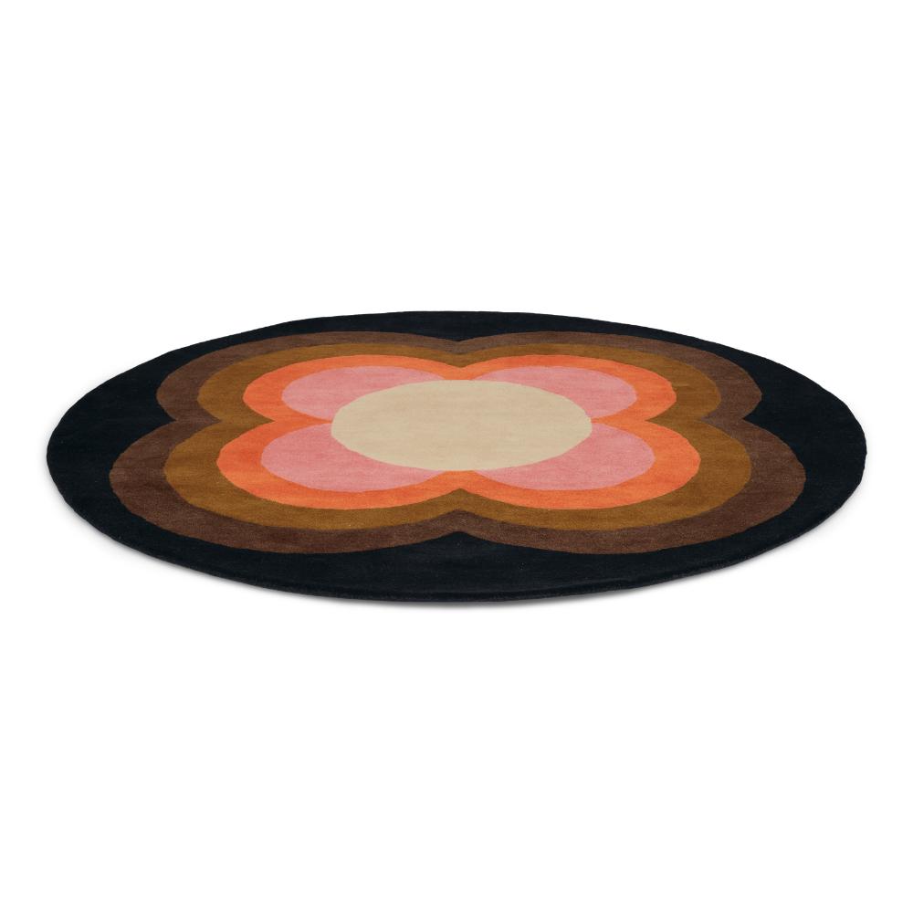 pink and brown flower round wool rug - MyHouse