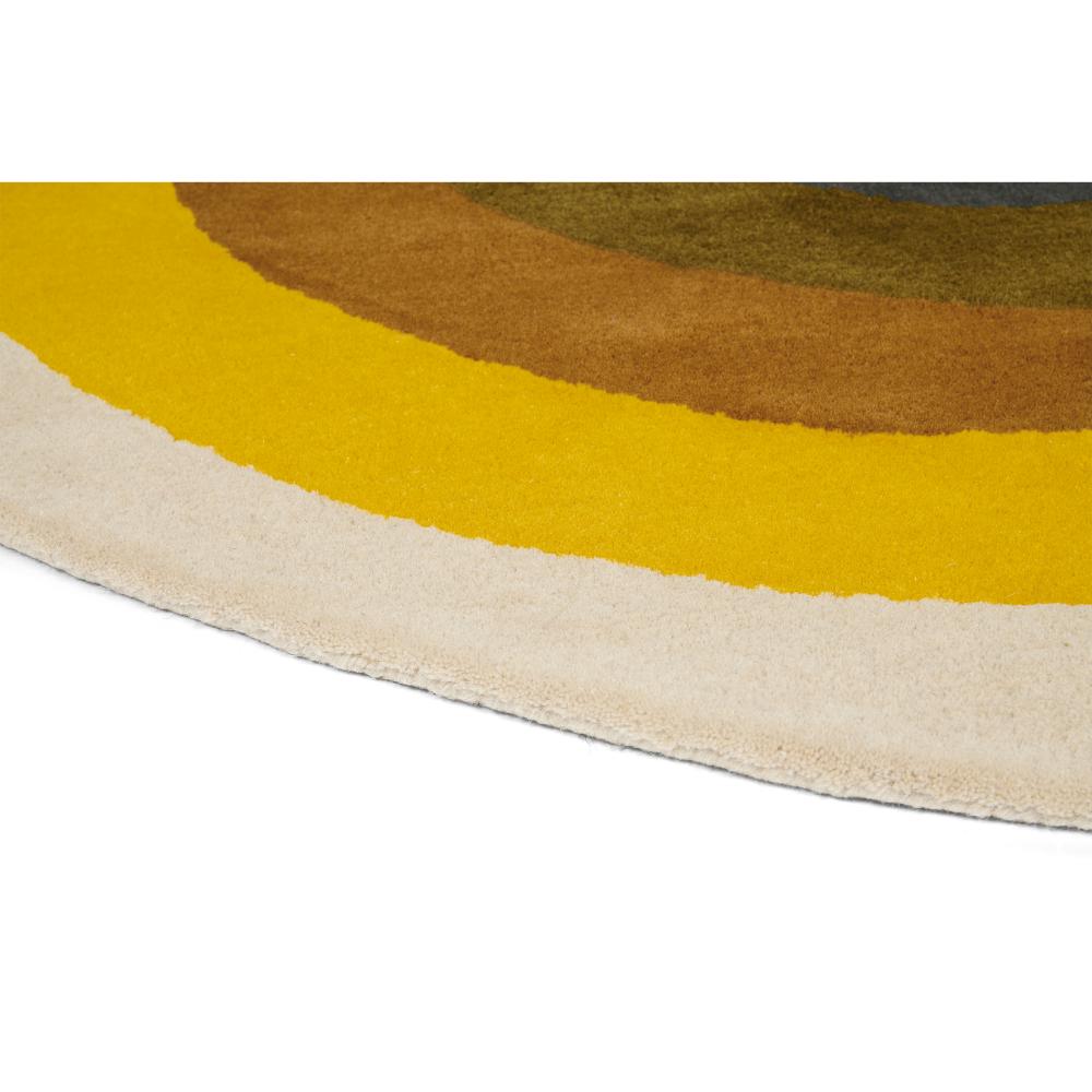 yellow and beige flower round wool rug - MyHouse