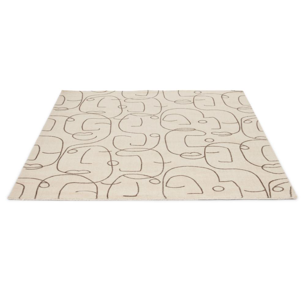 abstract face design Wool Rug angled image - MyHouse