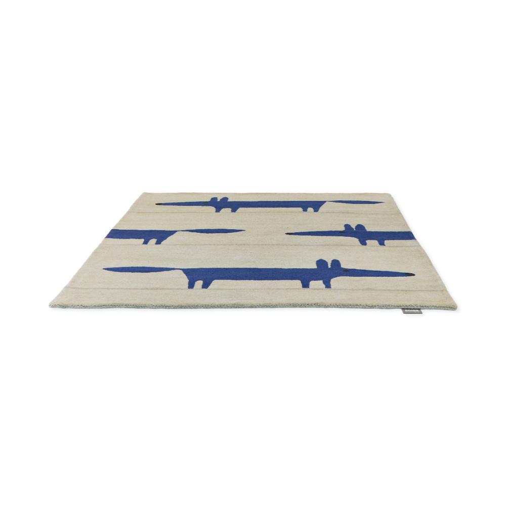blue Fox printed kids wool Rug angled image - MyHouse