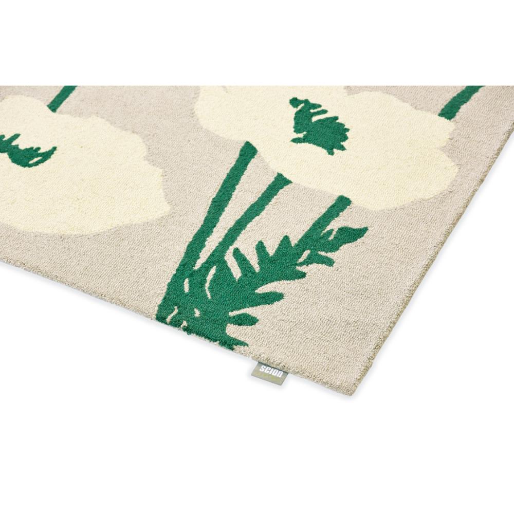 beige wool rug with cream poppies detailed image - MyHouse