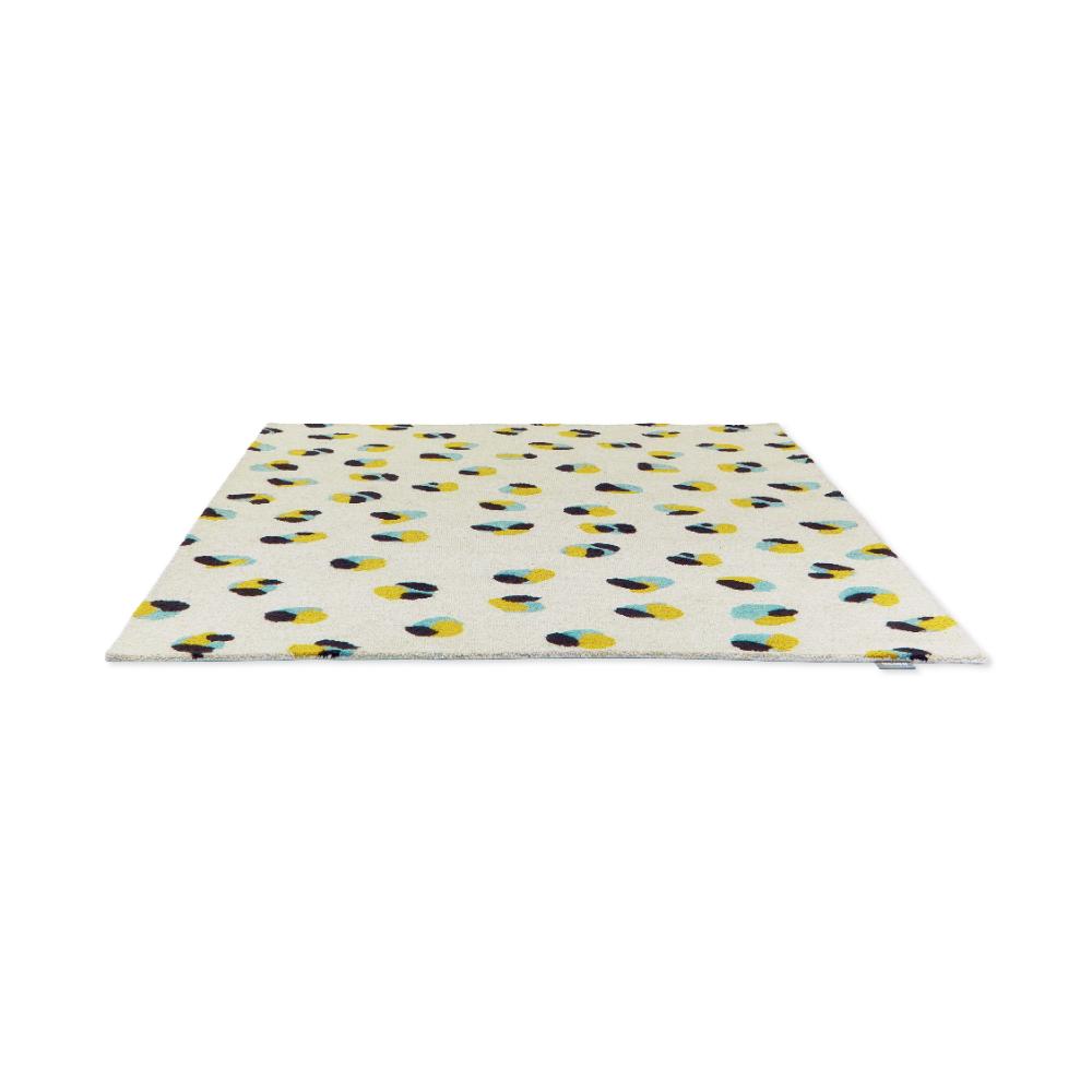 Cream Leopard Dots Wool Rug angled image - MyHouse