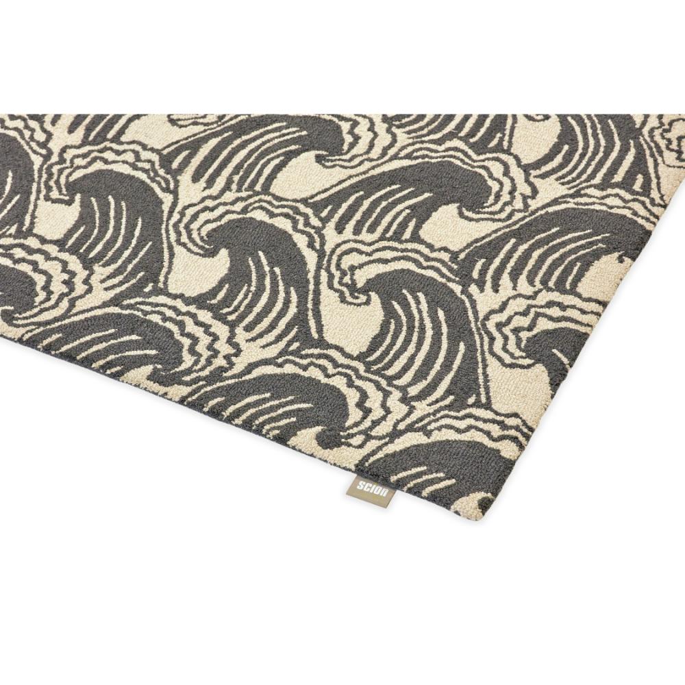 grey wave print wool rug detailed image - MyHouse
