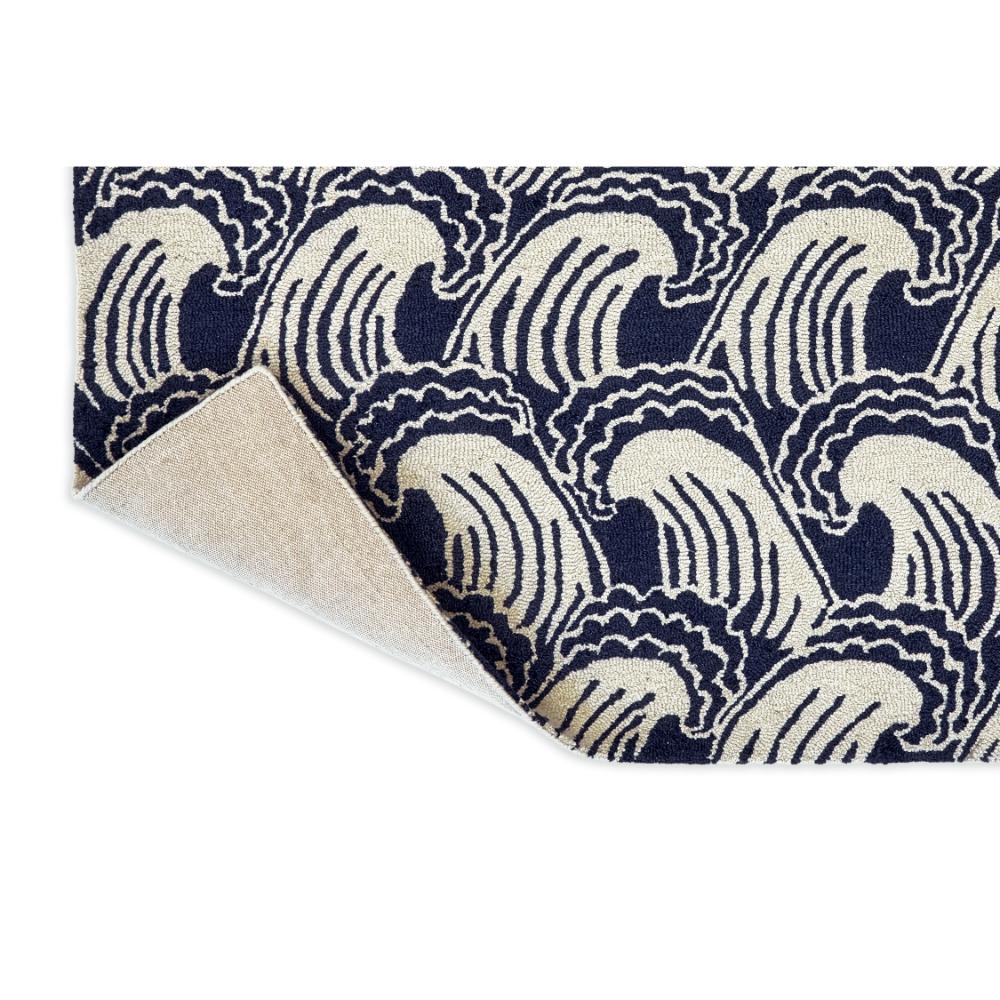 Blue wave print wool rug detailed image - MyHouse
