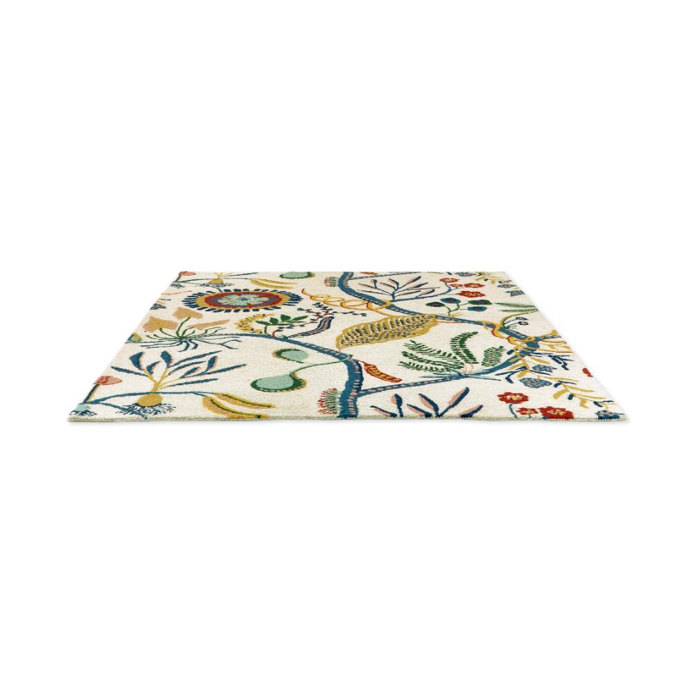 multicolour floral wool rug angled image - MyHouse