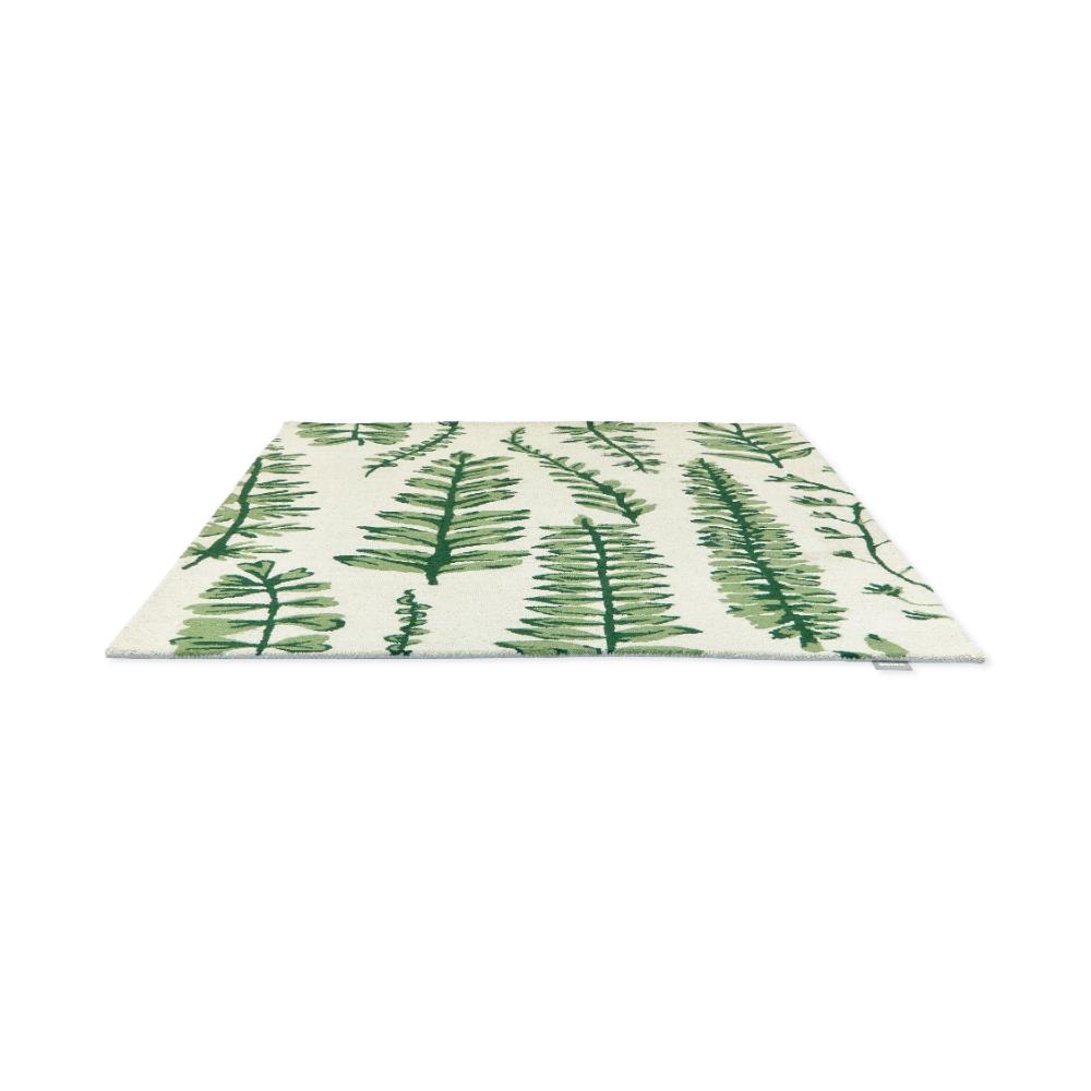 Green fern wool rug detailed image - MyHouse