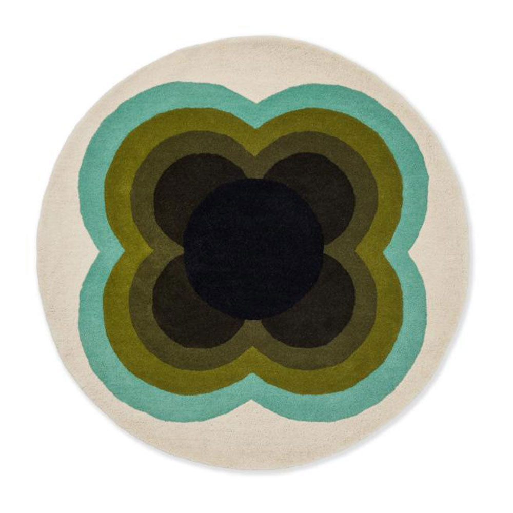 Orla Kiely Sunflower Round Rug Olive - MyHouse