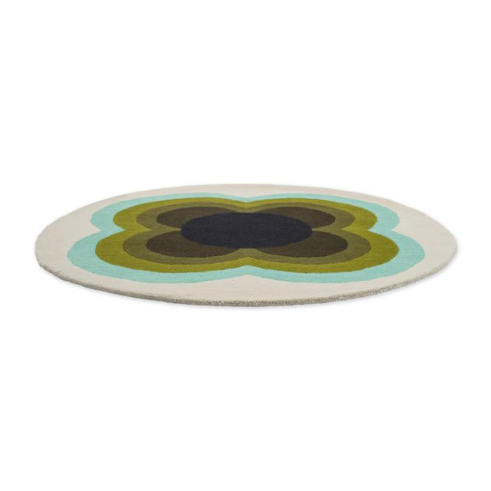 round green and blue flower rug angled image - MyHouse