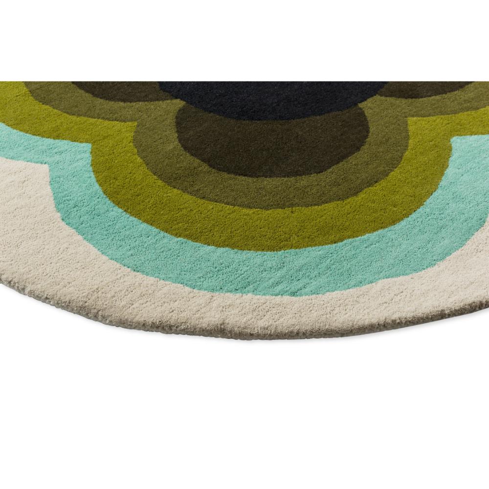 round green and blue flower rug detailed image - MyHouse