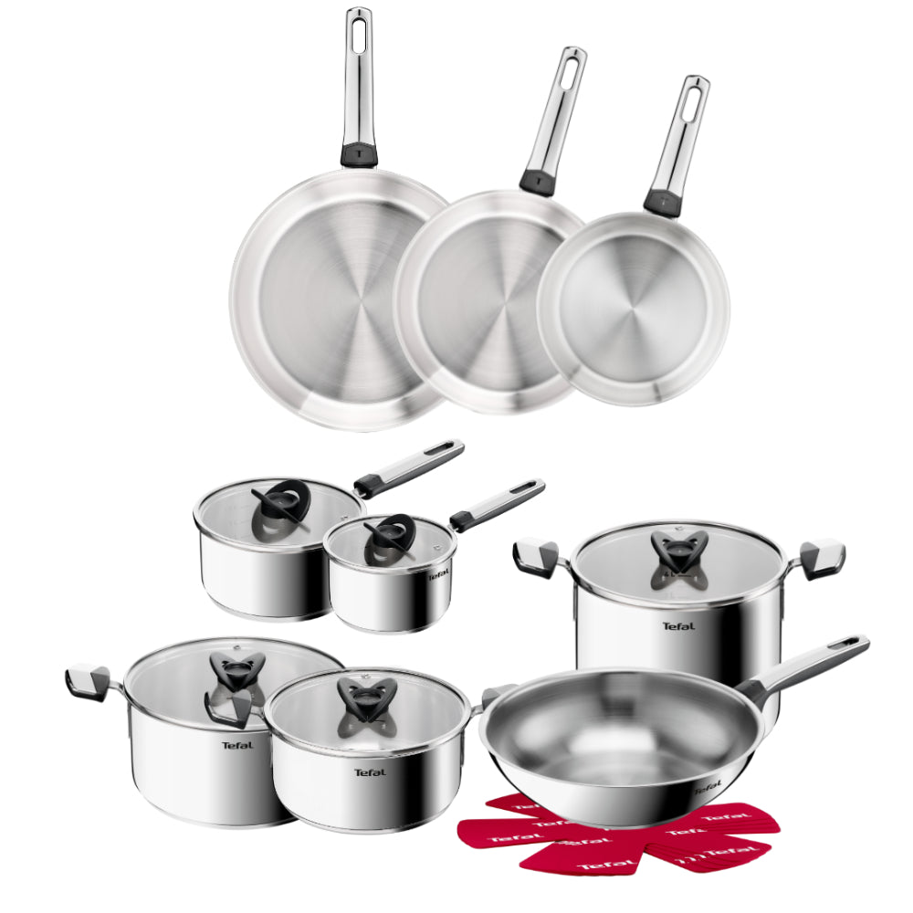 Tefal Emotion+ Induction Stainless Steel Uncoated 9 Piece Cookware Set