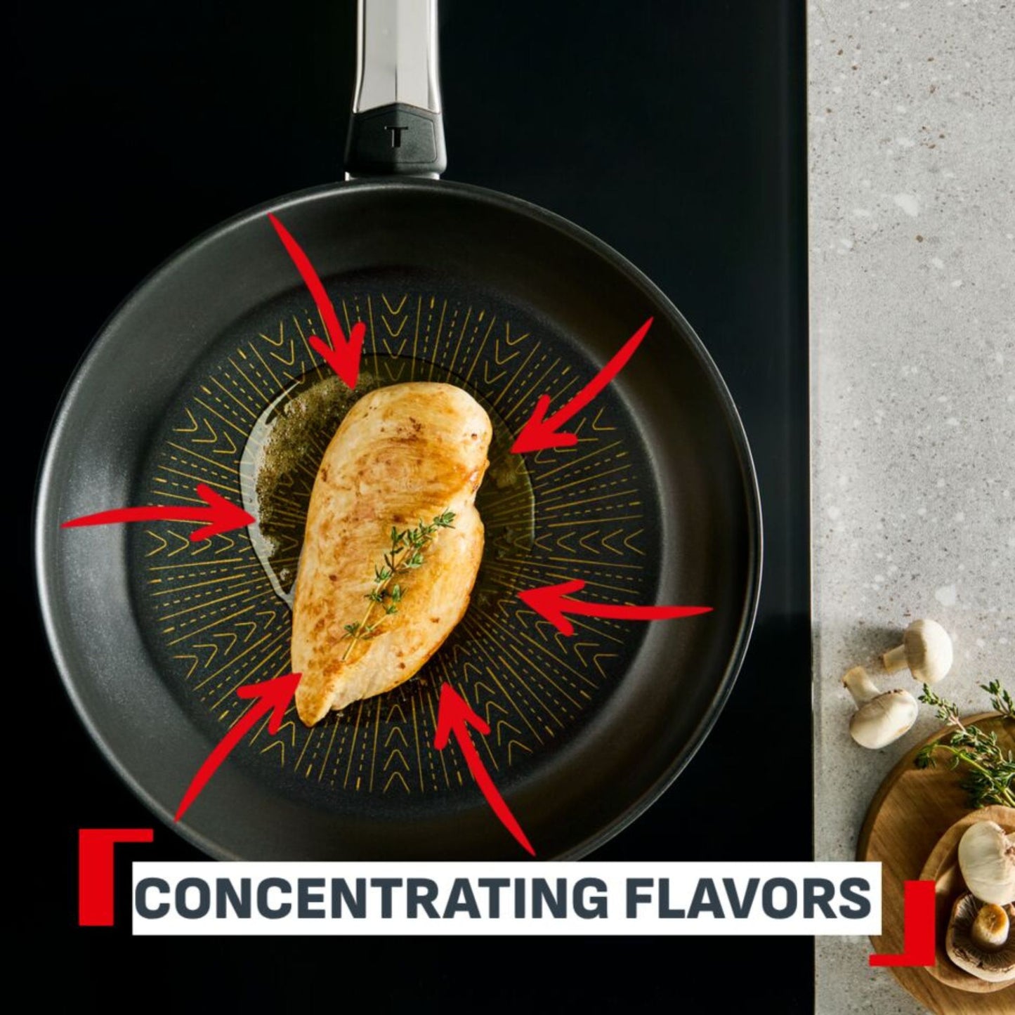 Tefal Emotion+ Flavors Induction Stainless Steel Oil Concentrating Non-Stick Frypan 24cm