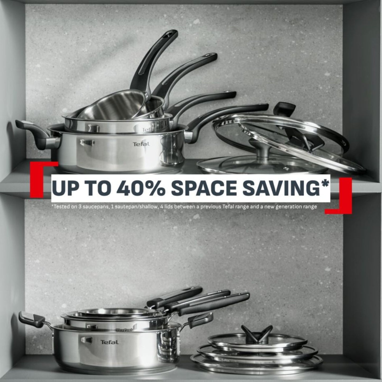 Tefal Space+ Emotion+ Induction Stainless Steel Non-Stick Shallowpan 26cm & Lid