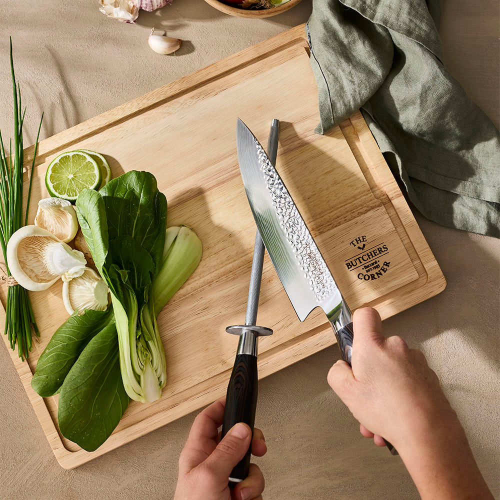 Baccarat Damashiro EMPEROR Chef Knife and Sharpener Set 20cm