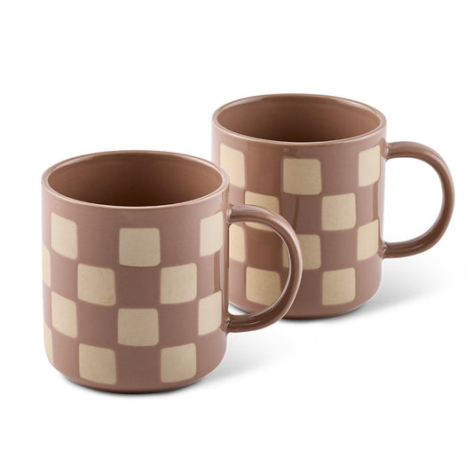 Salt & Pepper Check Mug 400ml Set of 2