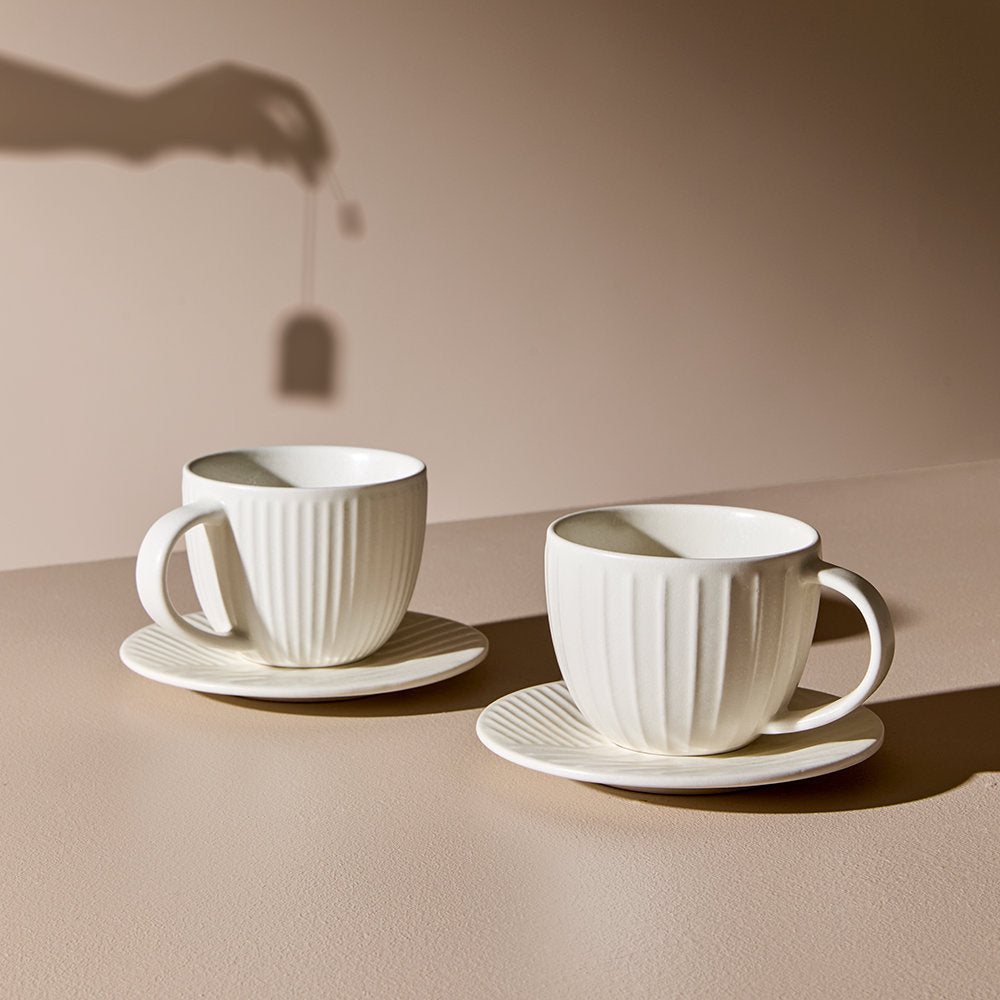 Salt & Pepper Blake Teacup & Saucer 400ml Set of 2