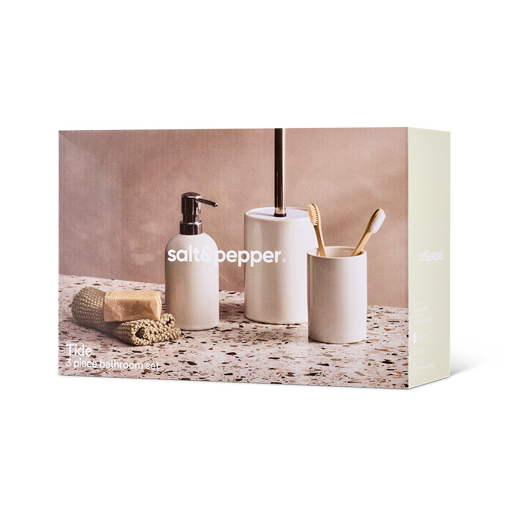 Salt & Pepper Tide 3 Piece Bathroom Set