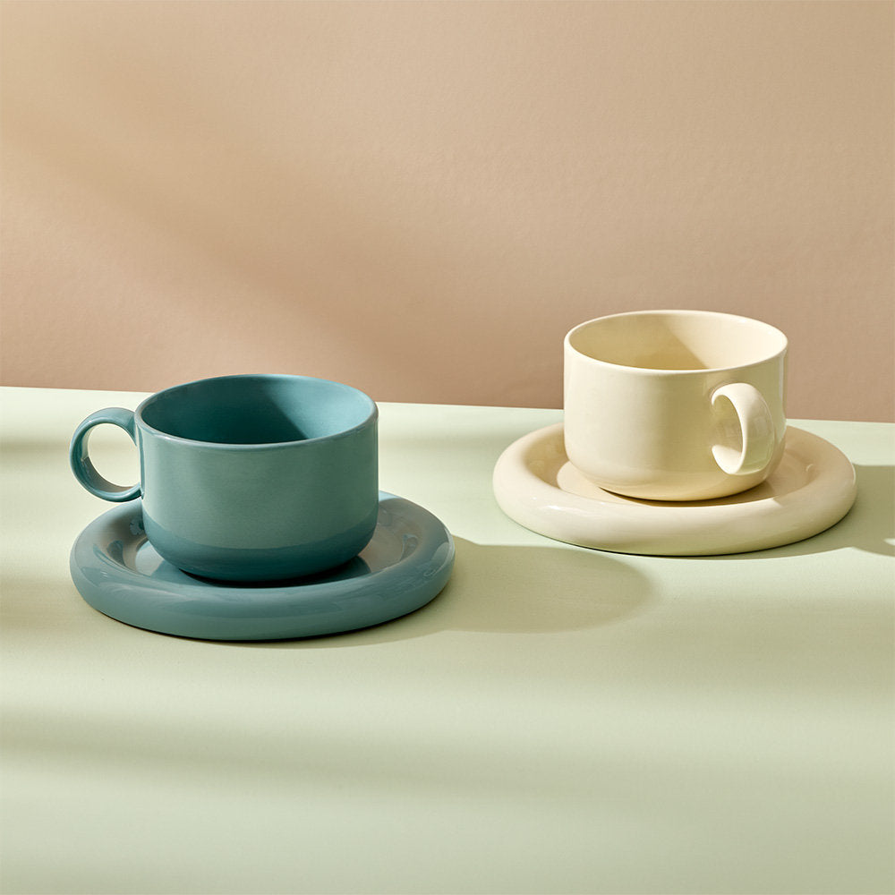 Salt & Pepper Finn Teacup & Saucer 240ml Set of 2