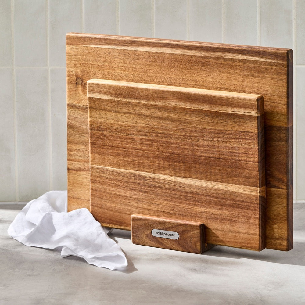 Salt & Pepper Noa Chopping Board Set With Stand 3 Piece