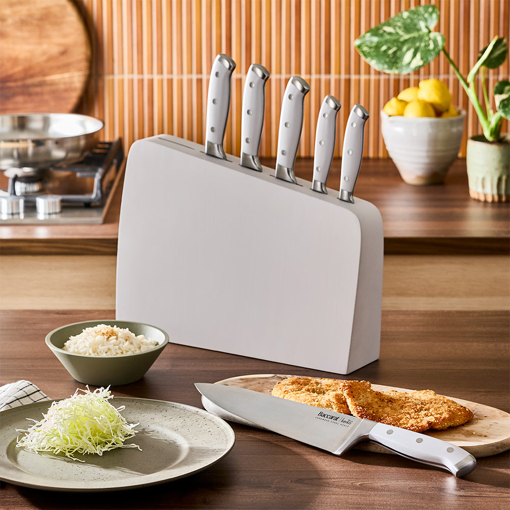 Baccarat Keiko Miro 7 Piece Knife Block Stone