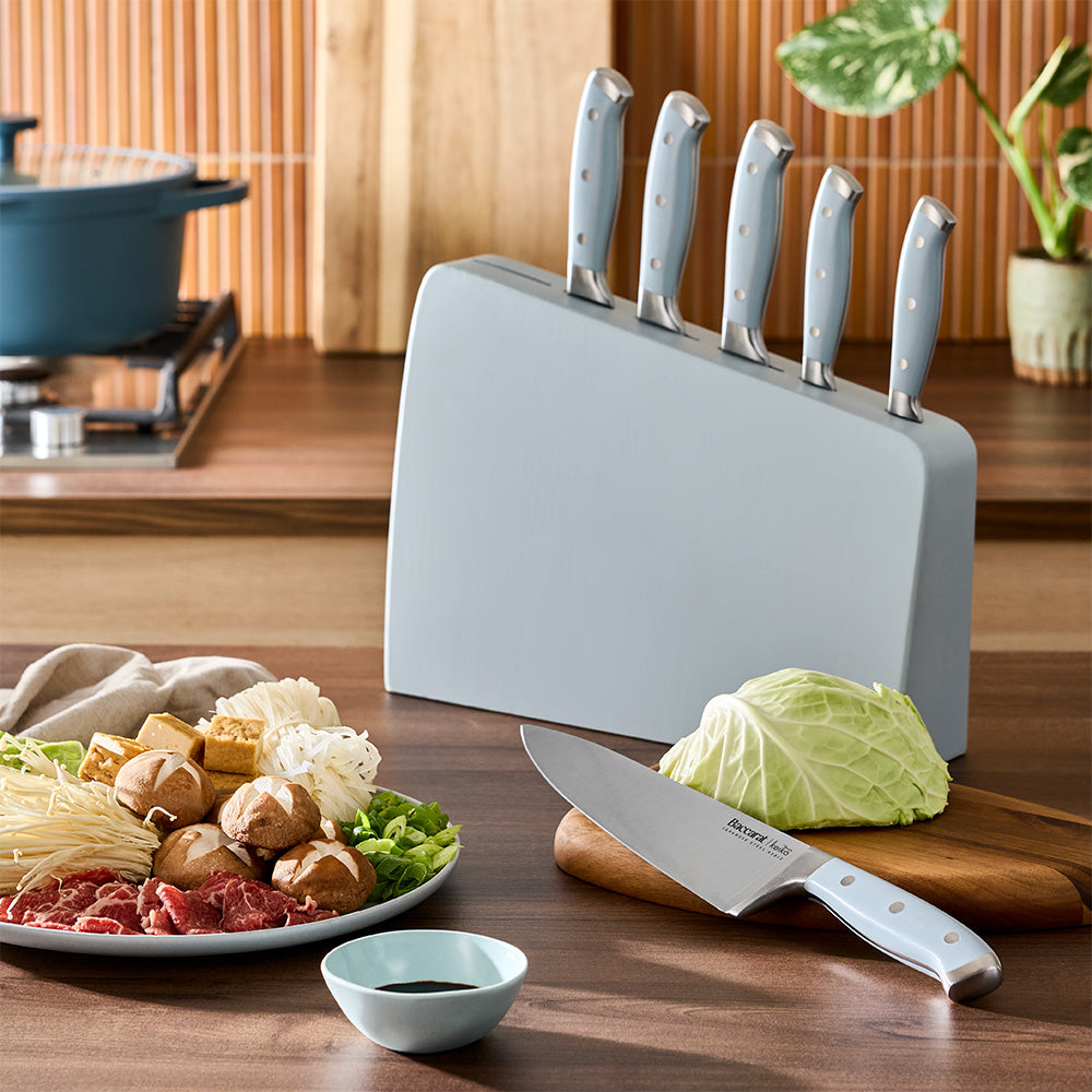 Baccarat Keiko Miro 7 Piece Knife Block Mist