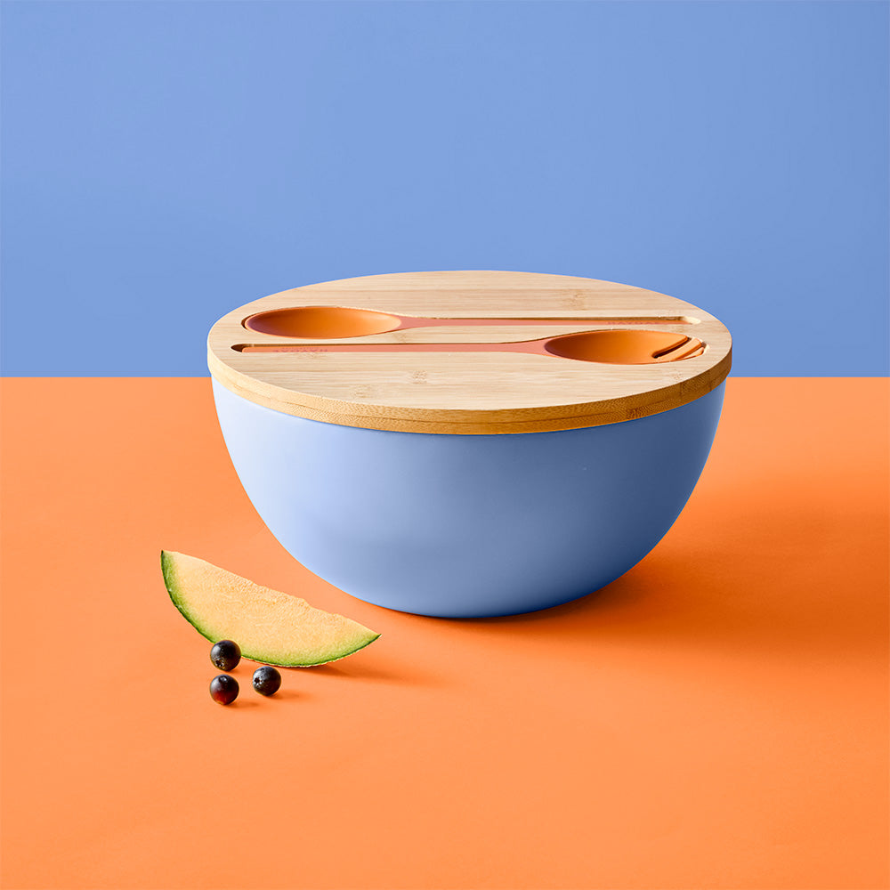 HAYDAE COLLECTIVE Salad Bowl Blue with Servers