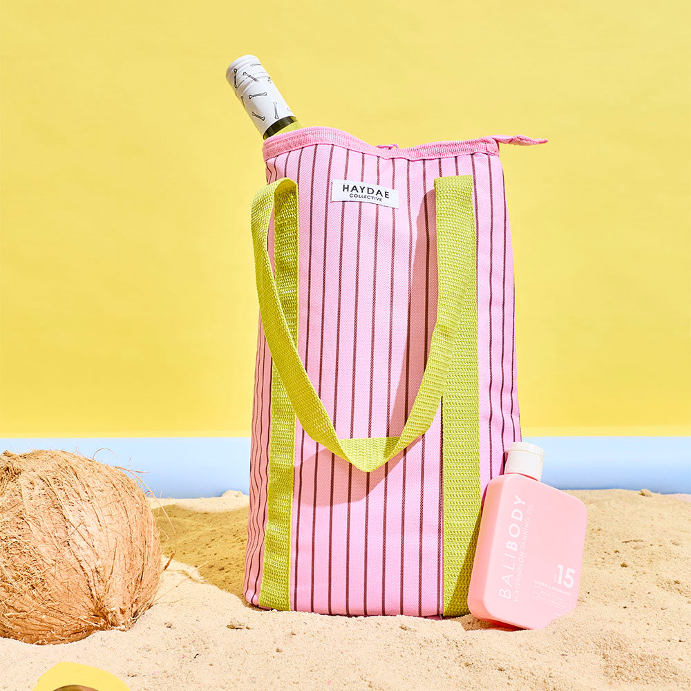 HAYDAE COLLECTIVE Wine Tote Stripe Pink