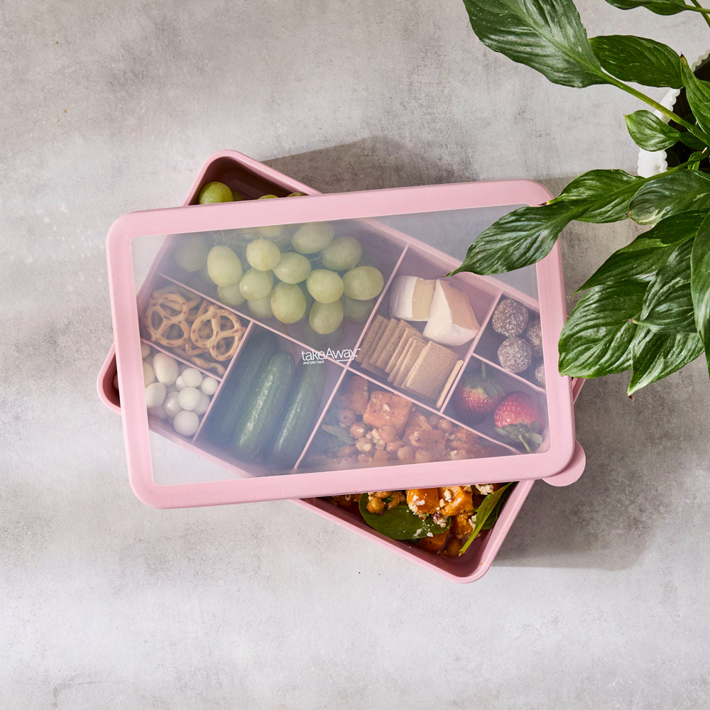 TakeAway Out 6 Compartment Rectangle Snack Box Berry