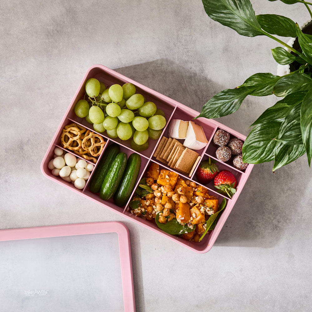 TakeAway Out 6 Compartment Rectangle Snack Box Berry