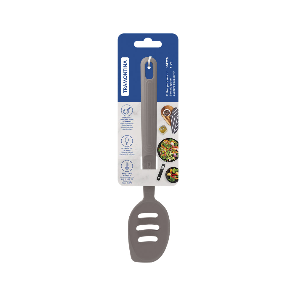 Tramontina Soffta Edge Scrape Slotted Spoon Grey